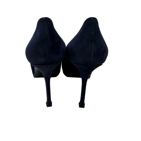 YSL Saint Laurent Tribute Pumps Womens 38.5 US 8.5 Navy Suede Platform Stiletto - Picture 6 of 12